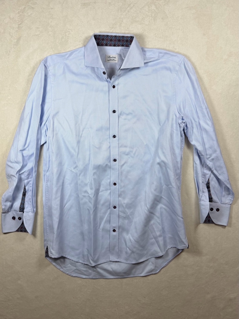 Stenstroms 16 41 Fitted Body Light Blue Dress Shirt with Contrast Trim Lux